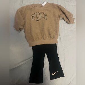 Nike Kids Tan Sweater and Black Leggings Set